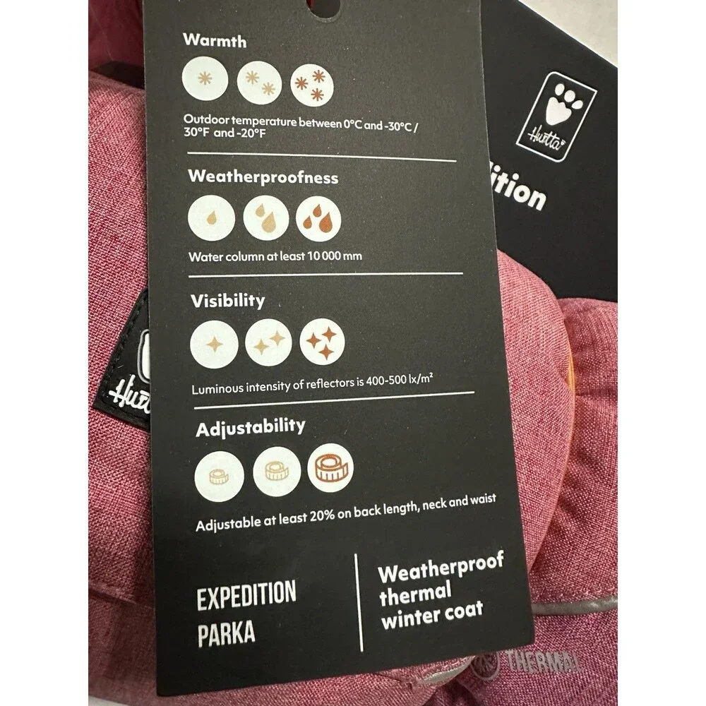 NEW Hurtta Expedition Parka Dog Waterproof Insulated Jacket Beetroot 24